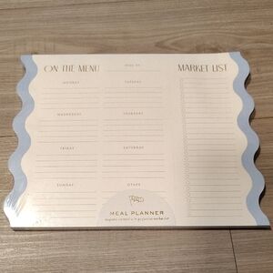 Blue and White Meal Planner Pad